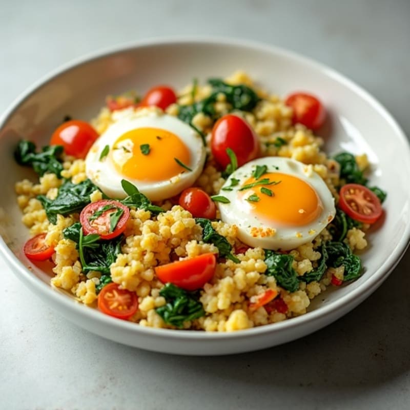 Cottage Cheese and Egg Scramble with Spinach and Tomatoes
