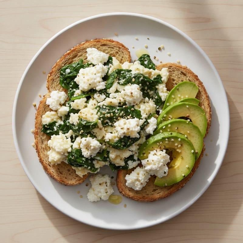 Egg White and Spinach Scramble with Cottage Cheese