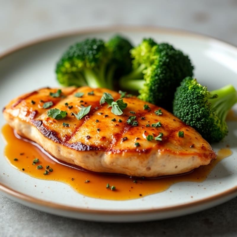 Pan-Seared Chicken with Sweet Ginger Glaze and Roasted Broccoli