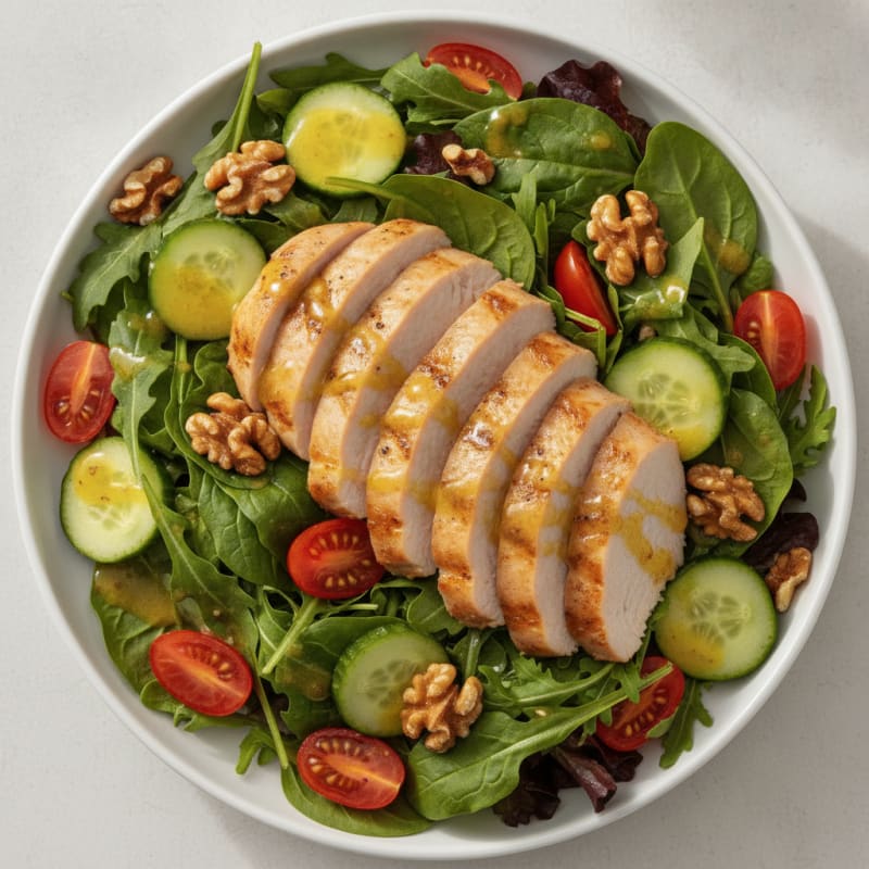 Seared Turkey Breast with Mixed Greens and Lemon Vinaigrette