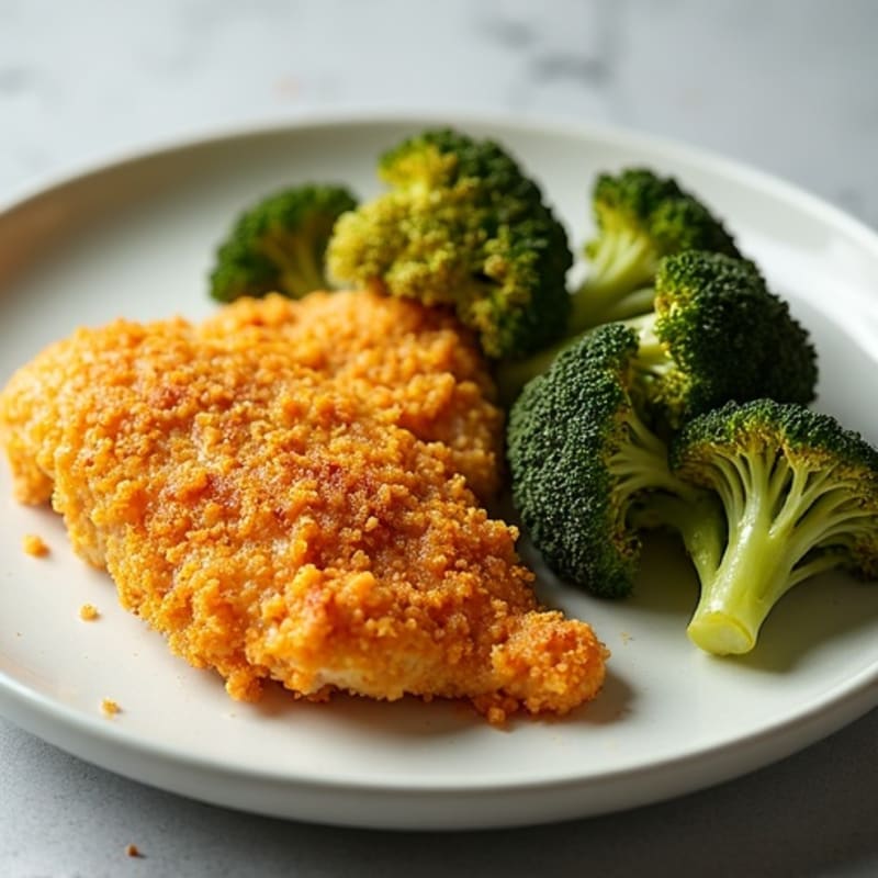 Low-Calorie Crispy Orange Chicken with Roasted Broccoli