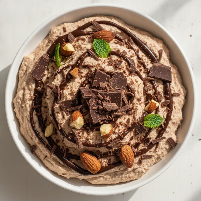 Greek Yogurt Protein Mousse with Dark Chocolate Shavings