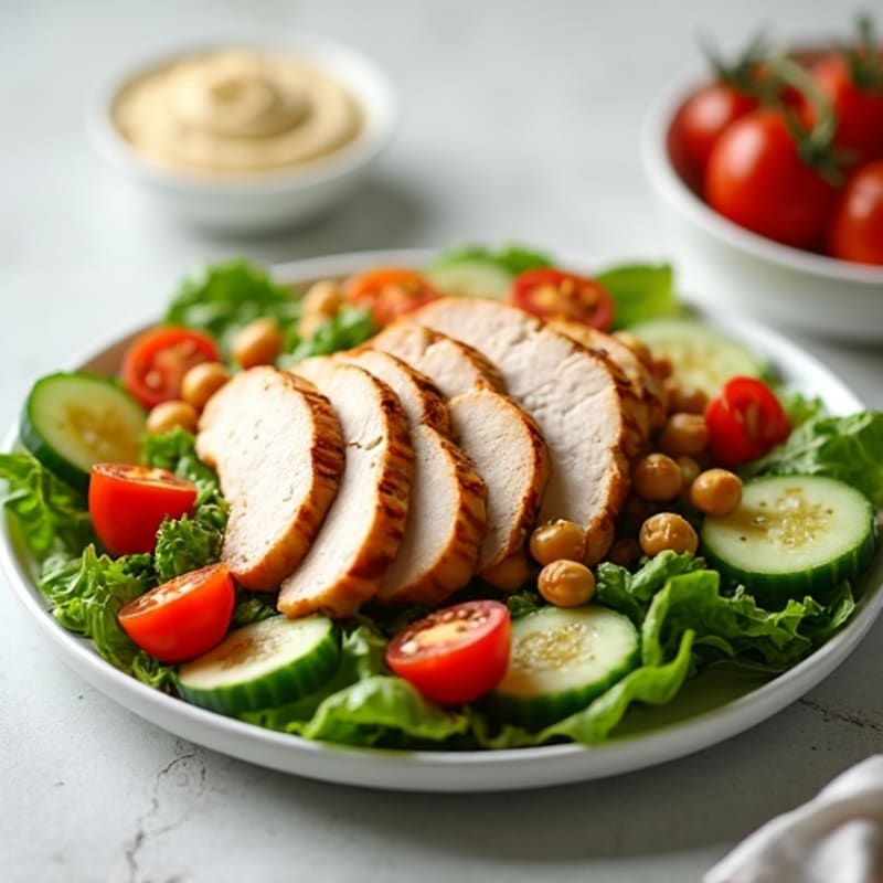 Grilled Turkey Breast Salad with Crunchy Chickpeas
