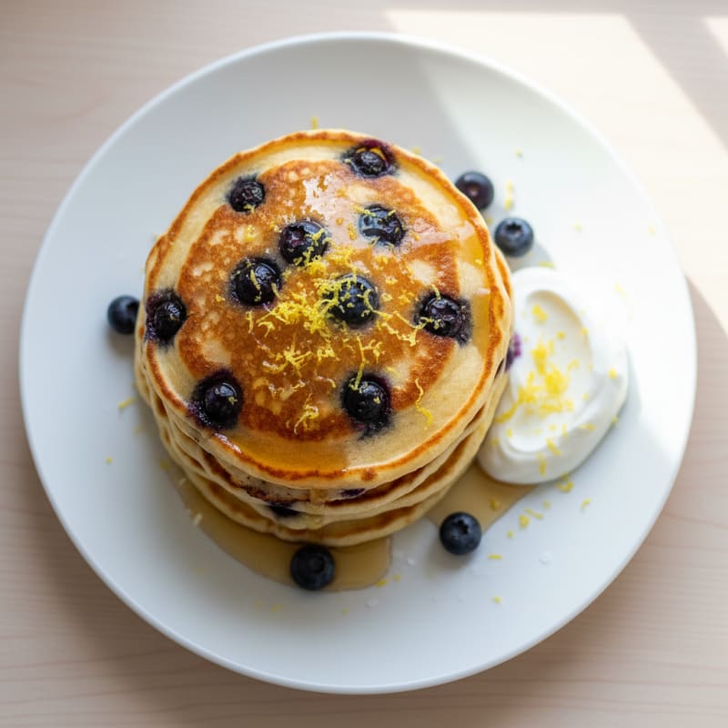 Blueberry Ricotta Pancakes with Lemon Zest
