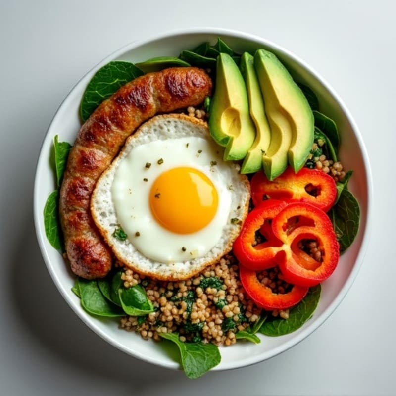 Crispy Egg White and Turkey Sausage Breakfast Bowl
