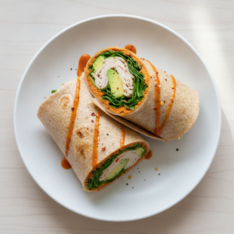 Spicy Turkey Avocado Hummus Wraps