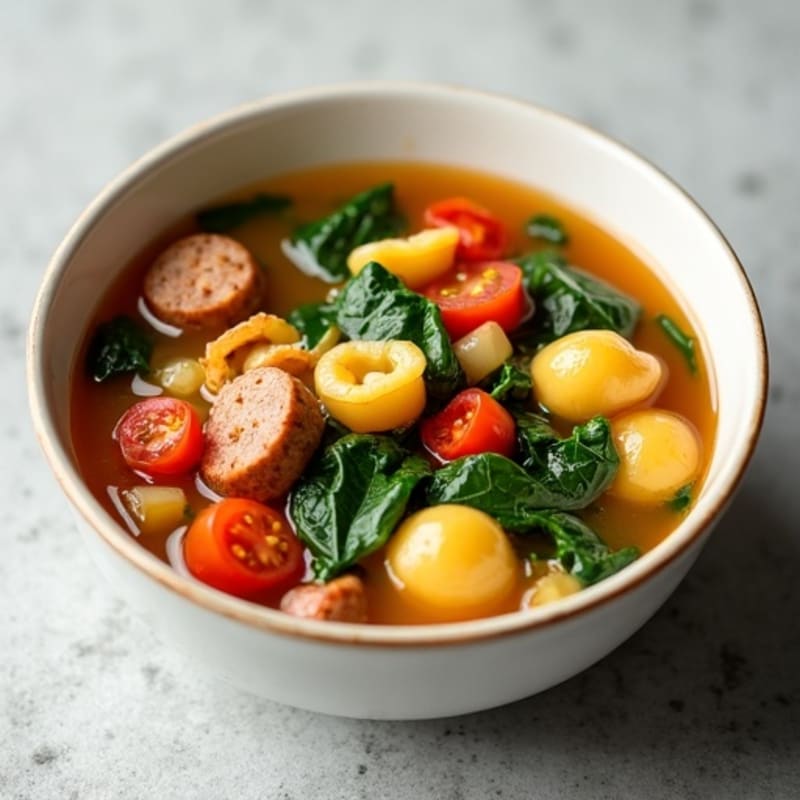 Hearty Healthy Sausage and Spinach Tortellini Soup