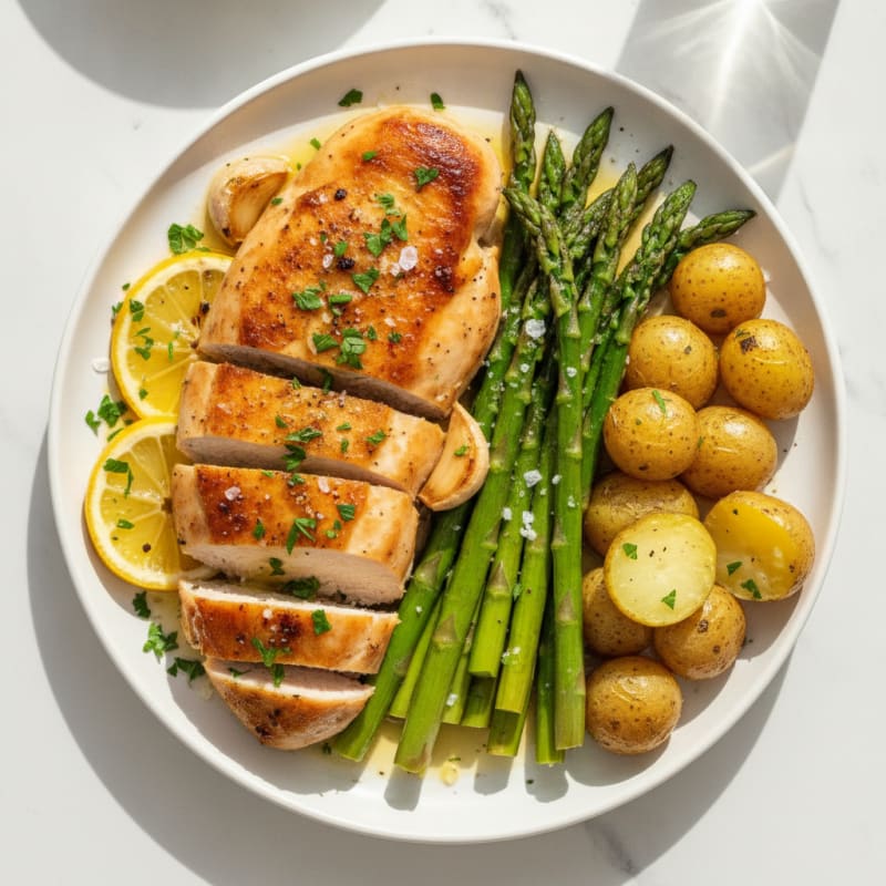 Lemon Herb Roasted Chicken with Asparagus