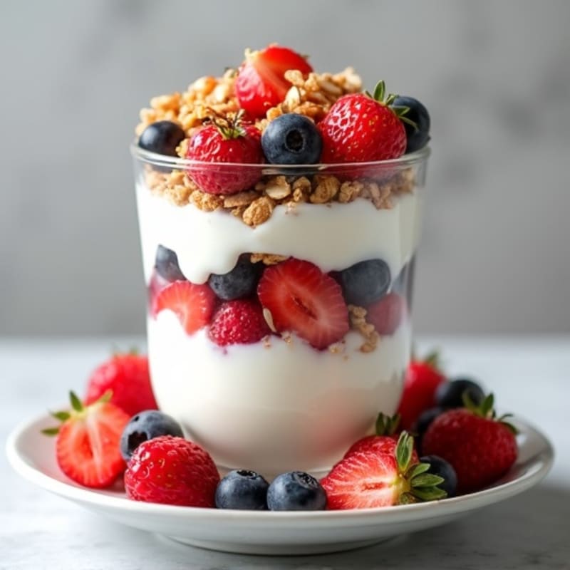 Creamy Greek Yogurt Parfait with Mixed Berries and Toasted Almonds
