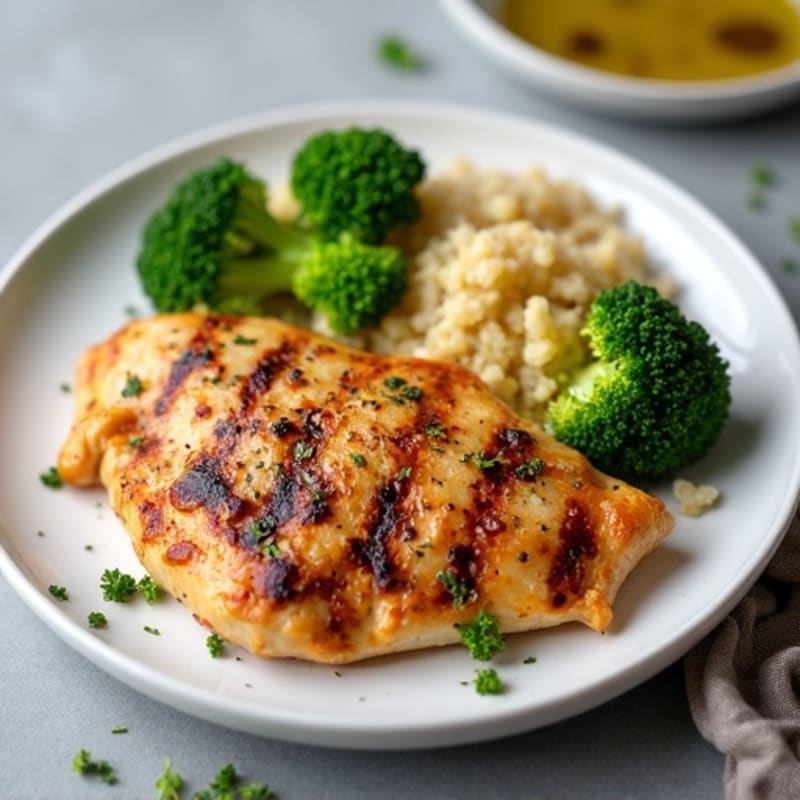 Grilled Chicken Breast with Quinoa and Steamed Broccoli
