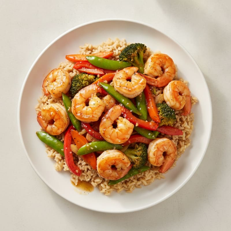 Garlic-Ginger Shrimp Stir-Fry with Brown Rice