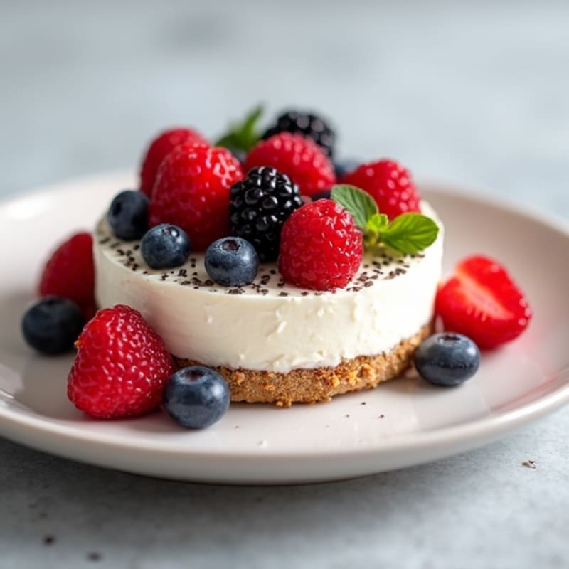 Greek Yogurt Protein Cheesecake with Mixed Berries