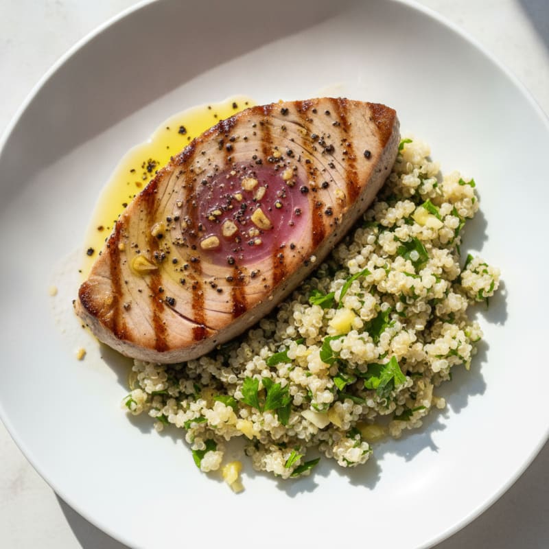 Grilled Tuna Steak with Herbed Quinoa