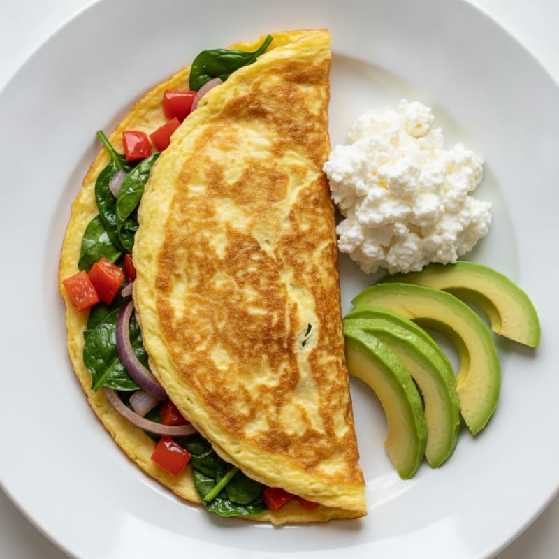 Egg White Veggie Omelette with Cottage Cheese