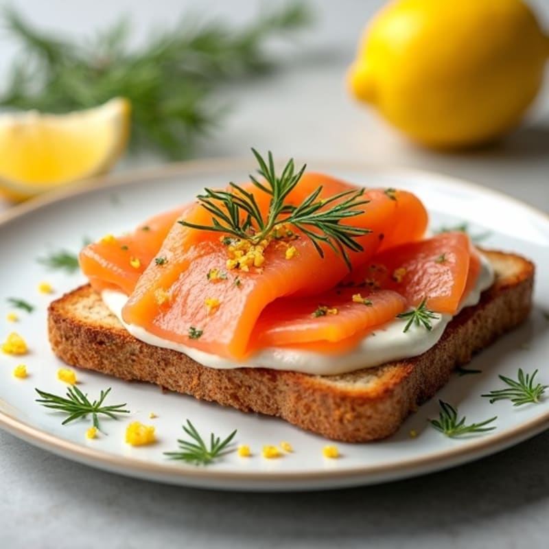 Smoked Salmon with Creamy Dill Spread and Crispy Whole-Grain Toast