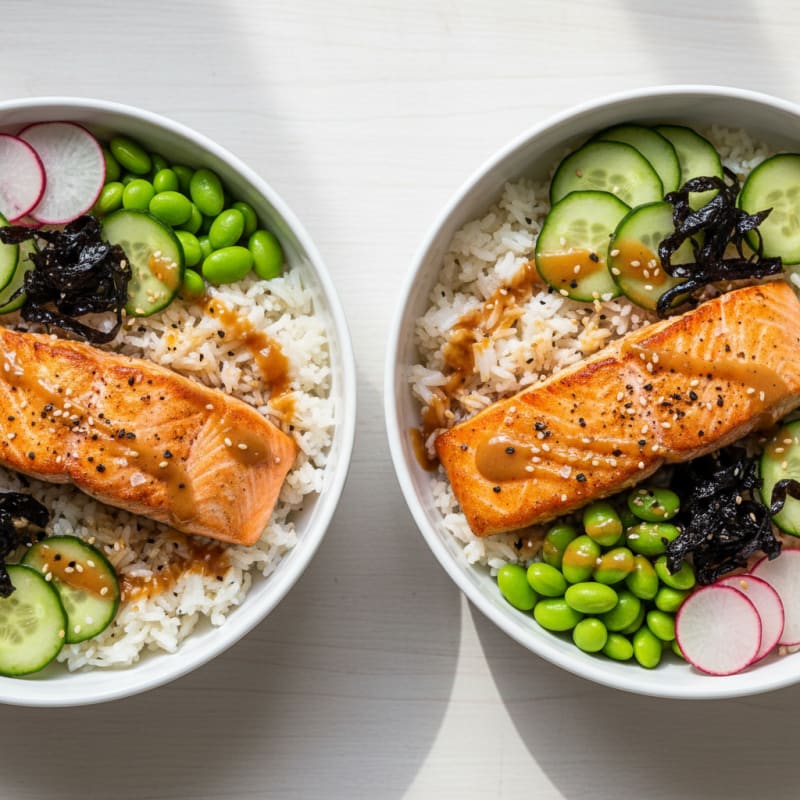 Crispy Pan-Seared Salmon Sushi Bowls