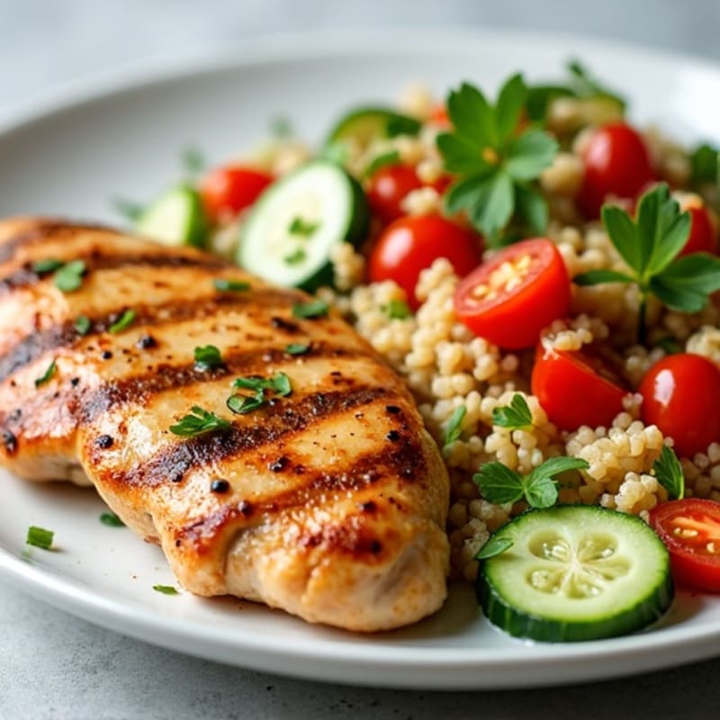 Grilled Chicken Breast with Crunchy Quinoa Salad