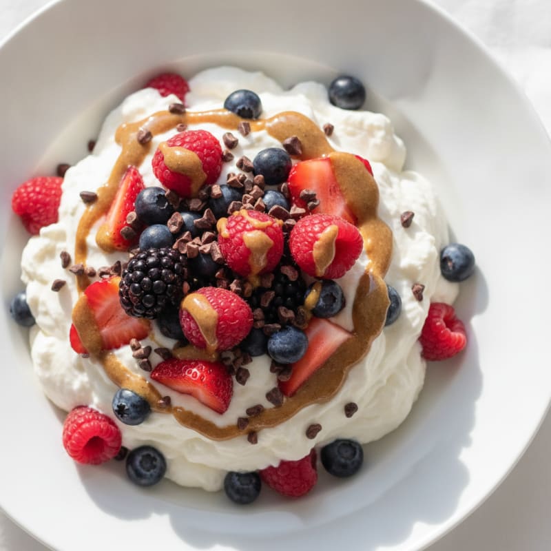 Silky Greek Yogurt Protein Mousse with Mixed Berries