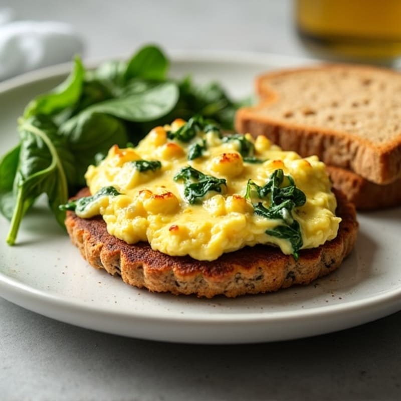 Egg White and Spinach Scramble with Turkey Sausage