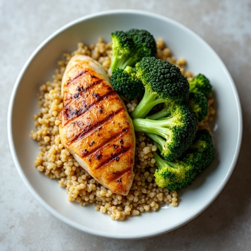 Grilled Chicken Breast with Roasted Broccoli and Quinoa