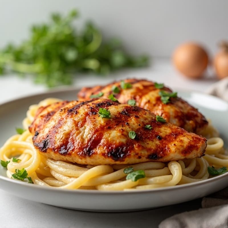 Grilled Chicken Breast with Sautéed Turkey Sausage