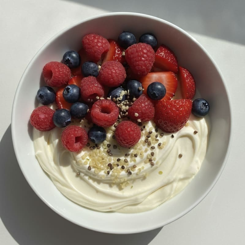 Creamy Greek Yogurt with Mixed Berries and Protein Powder