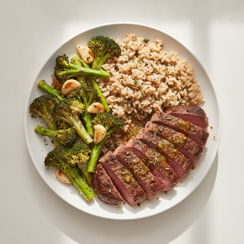 Garlic Herb Tri-Tip with Rice and Roasted Vegetables