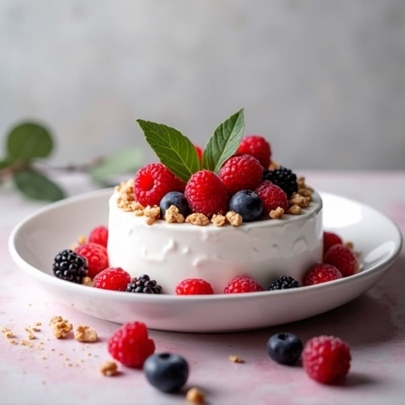 Silky Greek Yogurt Protein Pudding with Mixed Berries