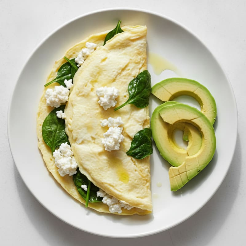 Egg White Omelette with Spinach and Cottage Cheese