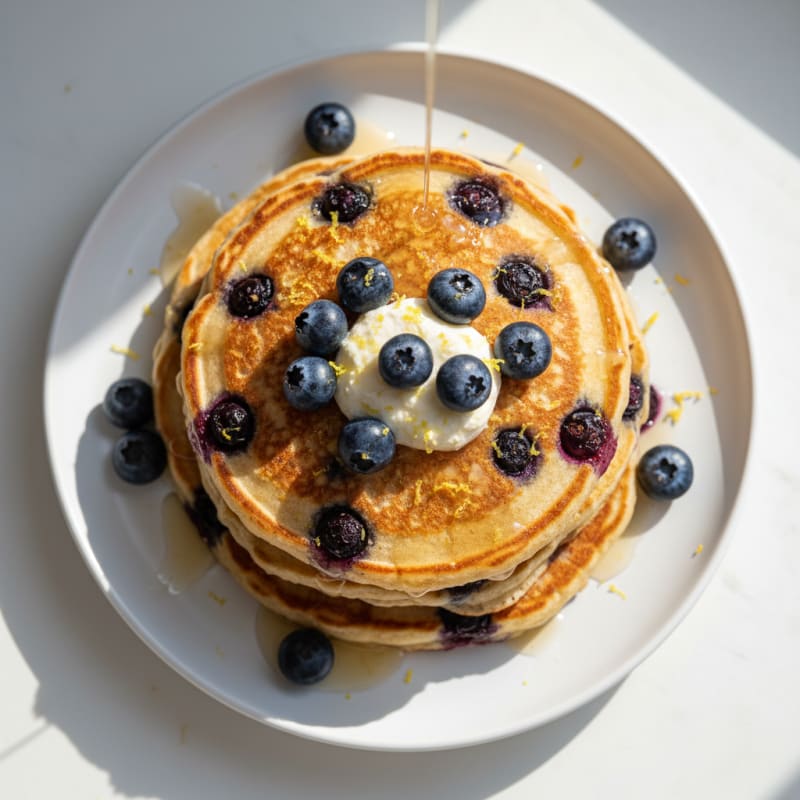 Blueberry Ricotta Pancakes with Lemon Zest