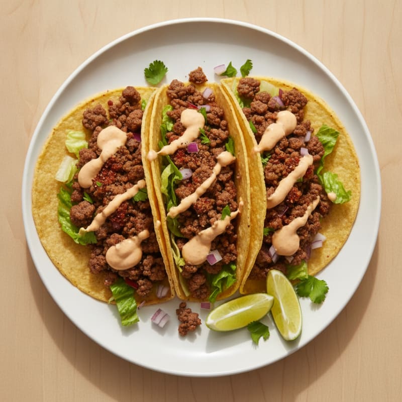 Ground Beef Tacos with Chipotle Crema