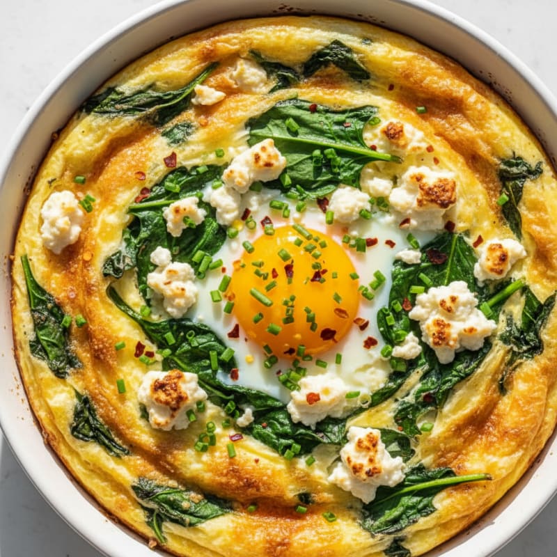 Cheesy Baked Eggs with Spinach and Feta