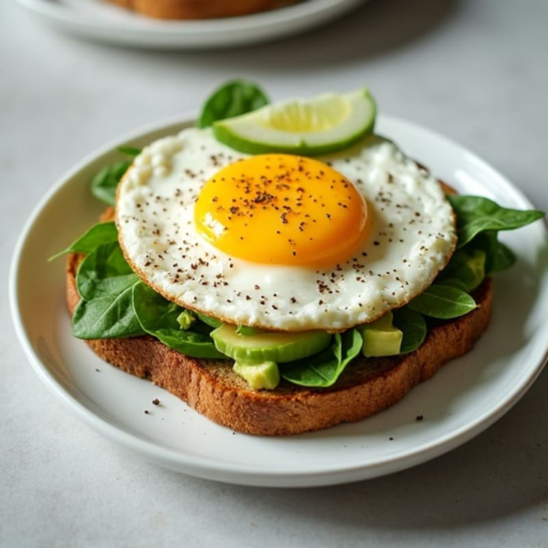 Whole Grain Avocado Toast with Runny Eggs and Fresh Greens