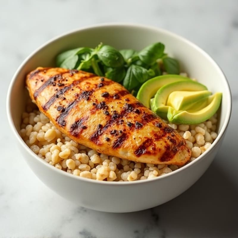 Grilled Chicken and Brown Rice Bowl with Avocado