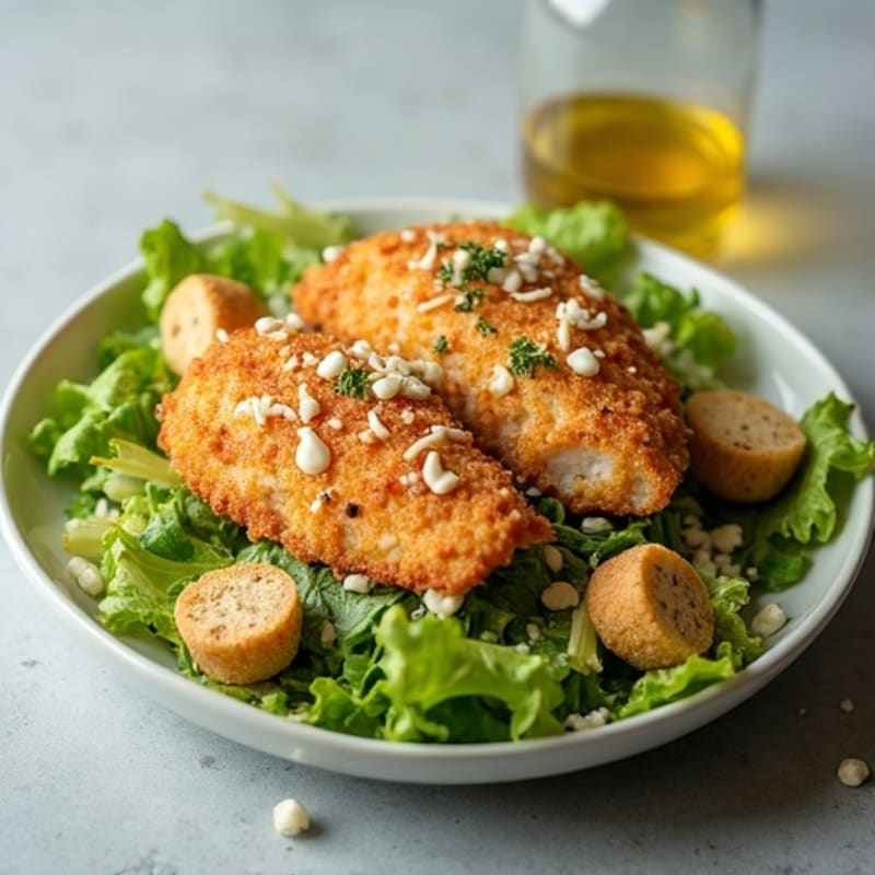 Crispy Chicken Caesar Salad with Fresh Romaine