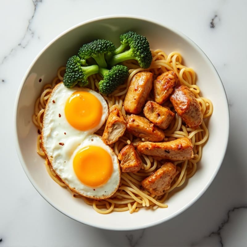 Egg and Chicken Rice Noodle Stir-Fry