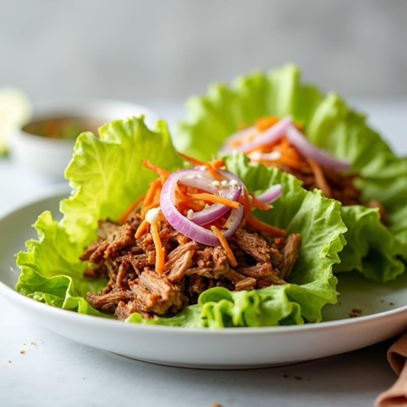 Lean Pulled Pork Lettuce Wraps with Tangy Slaw