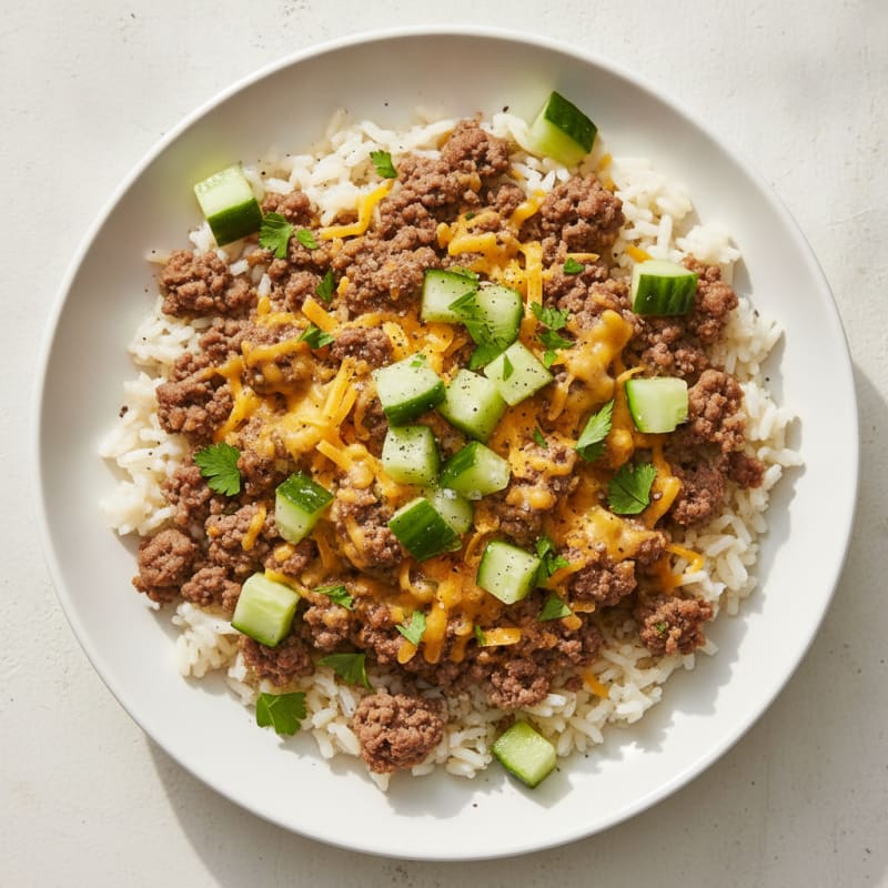 Ground Beef and Rice Power Bowl
