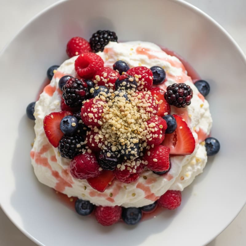 Greek Yogurt Protein Mousse with Mixed Berries