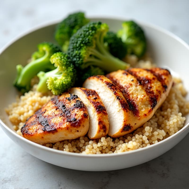 Grilled Chicken Breast with Quinoa and Steamed Broccoli