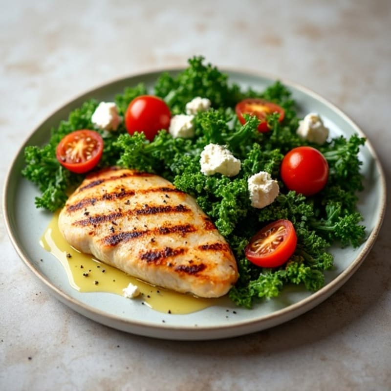 Grilled Chicken Breast with Crunchy Kale Salad
