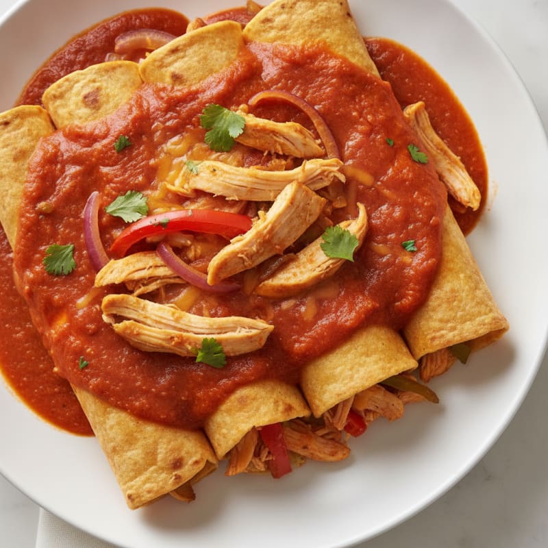 Chicken Enchiladas with Red Sauce