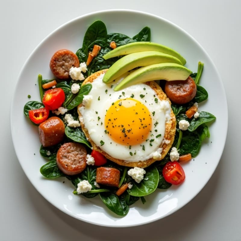 Egg White and Spinach Scramble with Turkey Sausage