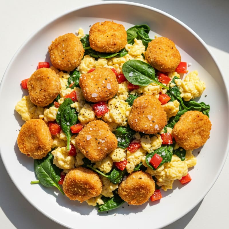Baked Chicken Nugget and Egg Scramble