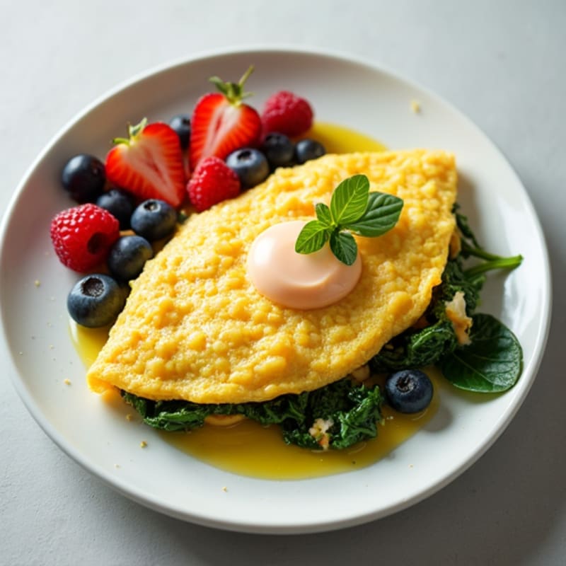 Egg White and Spinach Omelette with Cheddar and Berry Side