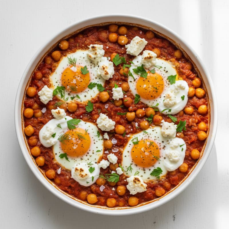 Chickpea and Feta Baked Eggs