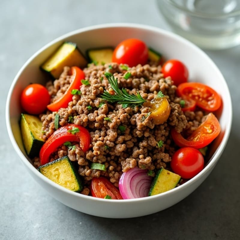 Savory Ground Beef and Roasted Vegetable Bowl