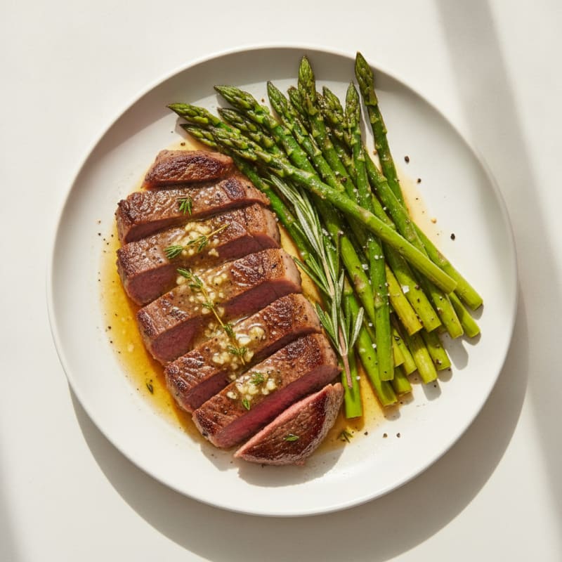 Garlic Herb Butter Steak with Asparagus