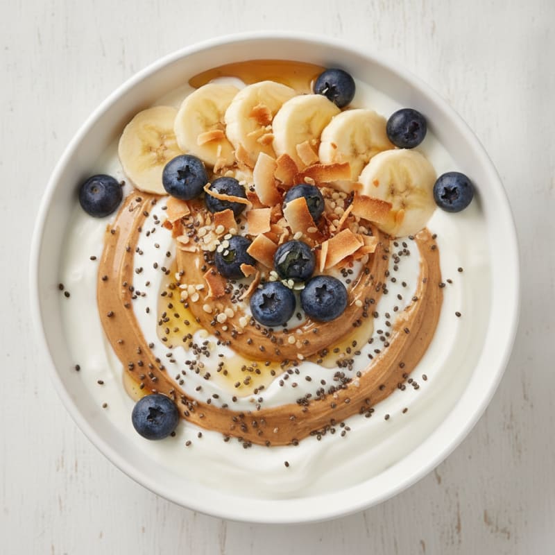 Creamy Greek Yogurt Parfait with Almond Butter and Chia Seeds