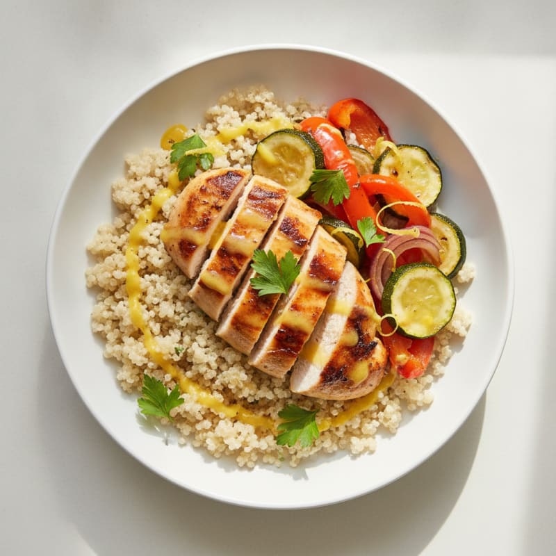 Grilled Chicken and Quinoa Power Bowl with Roasted Vegetables